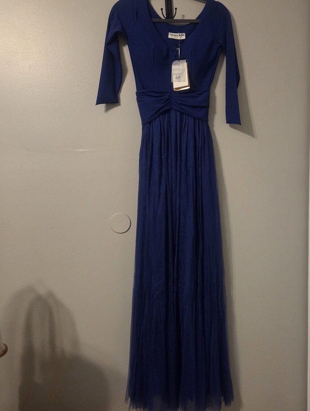 Chiara Boni La Petite Robe Women's Blue Formal Gown 3/4 sleeves Sz 40 = Sz 4 - Picture 3 of 14